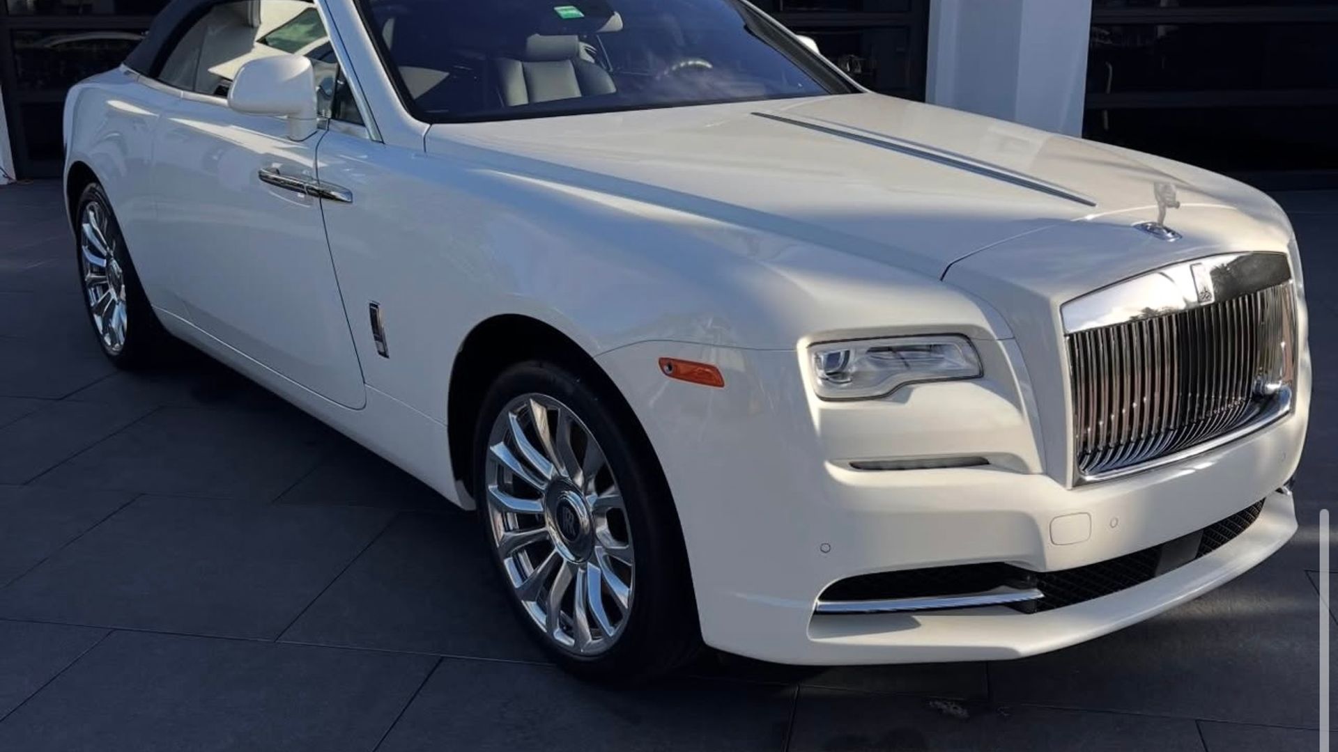White Rolls-Royce convertible, front three-quarter view